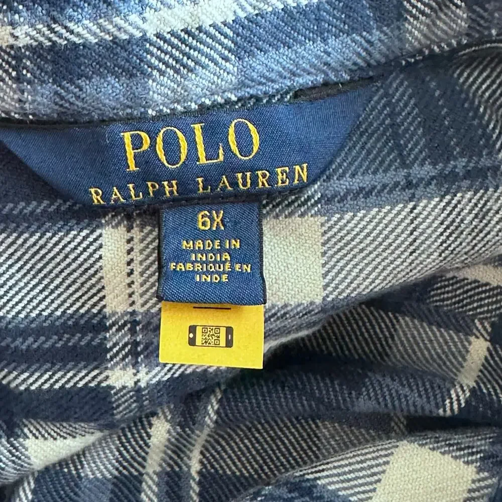 Ralph Lauren Plaid Peplum-Hem Cotton Shirt 6X